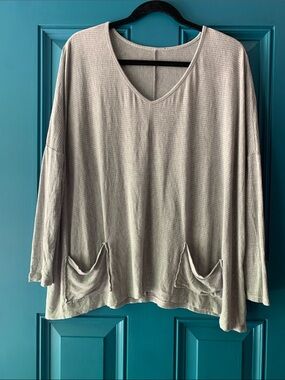 Light Gray Ribbed Oversized Top